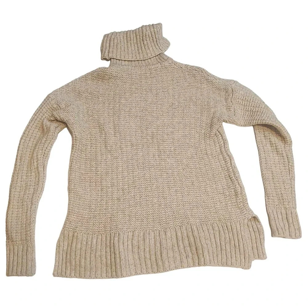 Madewell Chunky Turtleneck Sweater - XS - Wool Blend - Tan